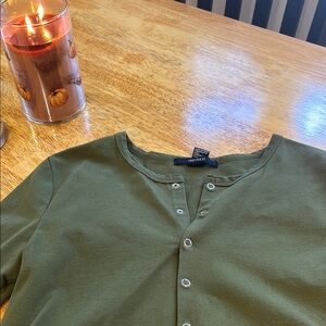 Forever 21 Olive Green Button-Up Top
